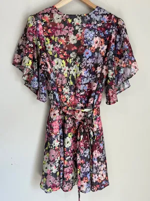 Amanda Uprichard Mini Dress‎ Floral Belted Sz Large thumbnail 6