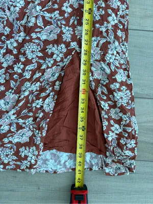Altar’d State Rust Brown White Floral Peasant Square Neck Long Sleeve Midi Dress thumbnail 10
