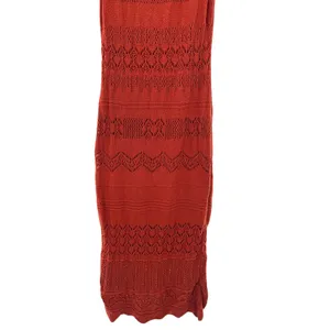 Anthropologie Open Knit Maxi Dress‎ Rust Brown Womens M Boho Hippie 70s Crochet thumbnail 2