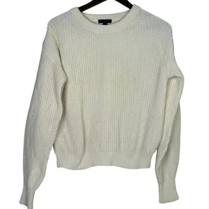 J. Crew Wool Blend Cable Knit Relaxed Fit Long Sleeve Crew Neck Sweater XS Cream thumbnail 12