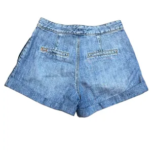 Alice + Olivia Conry Pleated Denim Shorts Ivy Blue Cotton‎ High Waist Cuffed 25 thumbnail 4