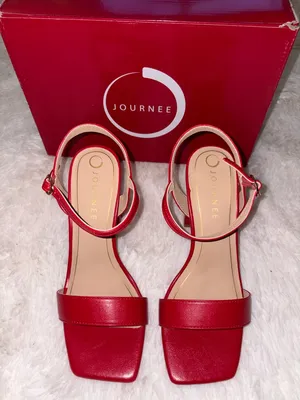 Journee Collection Red Square-Toe Ankle-Strap Heels thumbnail 1