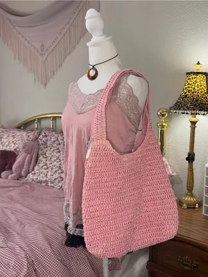 Pink Crochet Tote Bag for Women thumbnail 5