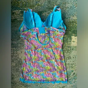 Rainbow floral lace bra top slip nightie, size 1X thumbnail 5