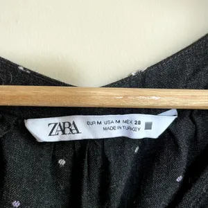 Zara black polka dotted long sleeved v-neck minidress women's size‎ medium thumbnail 3