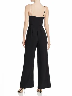 WAYF Spaghetti Strap Wide Leg Jumpsuit Womens M Black V Neck Formal thumbnail 2