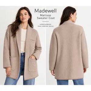 Madewell Mattson Herringbone Sweater Coat Cardigan 100% Merino Wool Sz S Blazer thumbnail 2
