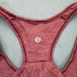 Lululemon Yogi Racerback Tank Top Heathered Dark Red‎ Maroon Pleated Back est. S thumbnail 4