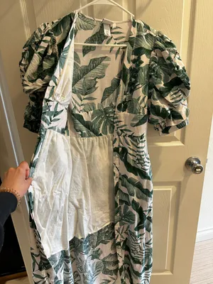 By Johanna Ortiz Linen maxi Dress Boho Puffy Sleeves Dress Floral Print thumbnail 8