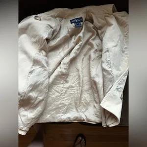 Ralph Lauren Cream Corduroy Double Breasted Pea Coat Jacket Sz M 100% Cotton. thumbnail 8