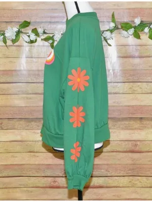 Latino Heritage Month Retro Look Green Cropped Sweatshirt Size XL Latina Fuerte thumbnail 3