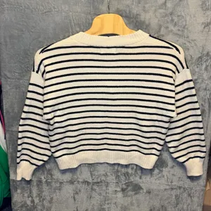 2160 | Old Navy SoSoft Striped Heart Cardigan Sweater White Women Large thumbnail 2