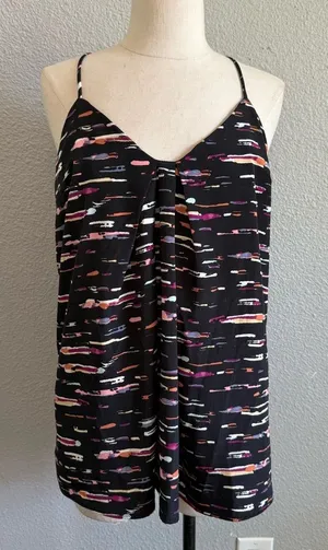 Anthropologie Greylin Geometric Satin Sleeveless Tank Top‎ Size Medium EUC thumbnail 1