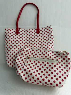 Imoshion USA Red & White Polka Dot Tote & Make Up Bag Set thumbnail 1
