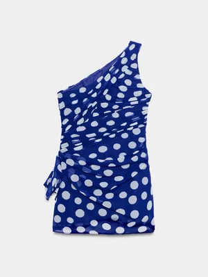 Nwt Zara Draped Polka Dot Mini Dress Size Xs thumbnail 9