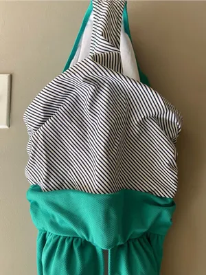Cupshe Turquoise Halter One-Piece Swimsuit with Striped Bottom thumbnail 4