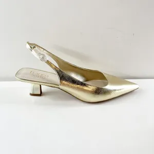 Franco Sarto Jaden Leather Pointed Toe Slingback Kitten Heels Platino Gold 9 thumbnail 4