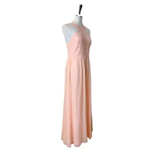 Lulus Peach Pink Halter Maxi Dress Women’s Size Large Chiffon Bridesmaid Formal thumbnail 4