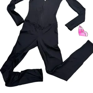 Workout Jumpsuit Gym Romper Long Sleeve Athletic Romper One Piece Slim Fit Yoga thumbnail 10