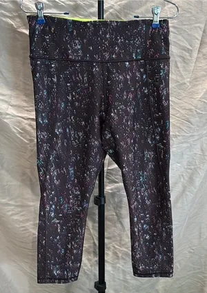 Athleta Black Multicolor Speckled Capri Leggings thumbnail 1