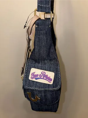 NWT True Religion Denim Embroidered Horseshoe Shoulder Bag Hobo Y2K Streetwear thumbnail 3