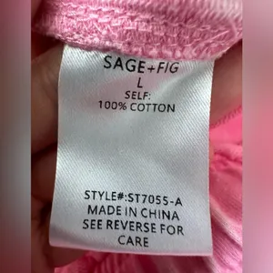 SAGE + FIG Mineral Washed Terry Wide Leg Pants size large pink thumbnail 6