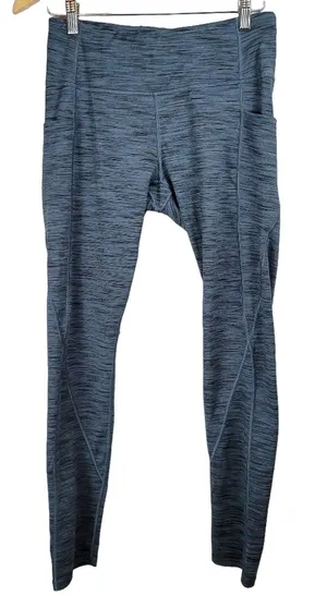 HEATHYOGA Women's Blue Heathered Leggings Pockets Size L Polyester Spandex‎ thumbnail 1