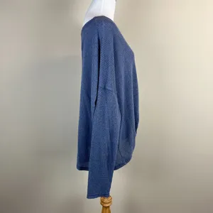 American Eagle Top Womens XL‎ Blue Knit Tie Front Button Up Long Sleeve V-Neck thumbnail 5