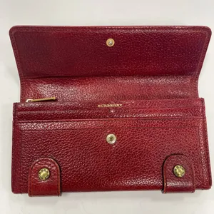 Burberry Bordeaux Leather Bifold Long Wallet w/ Nova Check Interior - Preowned thumbnail 5