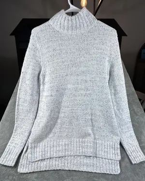 L.L. Bean Signature Sweater Womens S Gray Marled Mock Neck Pullover Cozy Soft thumbnail 1
