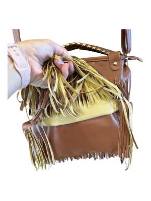 Brown and Gold Fringe Crossbody Bag - Stylish Women’s Shoulder Bag thumbnail 5