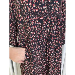 Gérard Darel Paris Black Floral Print Dress 44 Smocked Neckline‎ French Viscose thumbnail 16