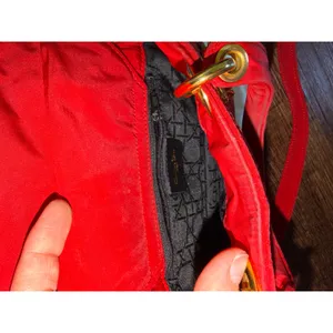 Vintage Christian Dior Lady Dior Red Cannage Nylon Canvas Bag w/ Strap thumbnail 7