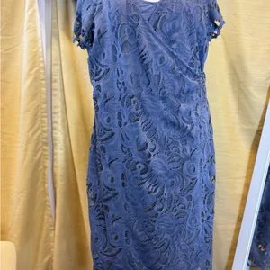 H&M‎ Lace Wrap Midi Dress in Slate BlueMAMA thumbnail 2