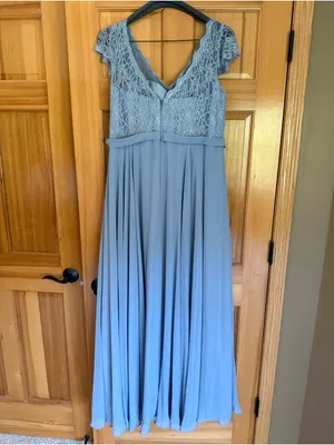 Azazie Cheryl Dress in dusty blue thumbnail 2