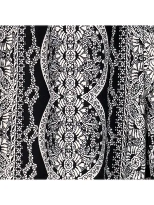 Mudd Women’s Black & White Boho Paperbag Waist Tie Pants XS Printed Pull-On thumbnail 5