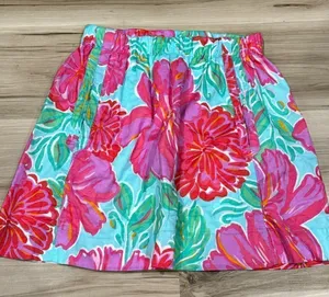 Lilly Pulitzer Blue Pink Shorlie Bellina Floral Print Mini Skirt Women’s Small thumbnail 1