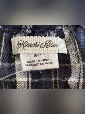 Kimchi Blue Marley Plaid Smocked Off Shoulder Blouse - Navy Blue Size S thumbnail 3