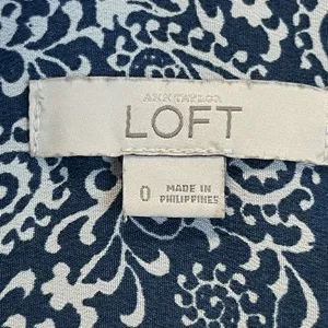 LOFT Romper Size 0 Blue White Paisley Print Long Sleeve‎ Roll Tab One Piece EUC thumbnail 5