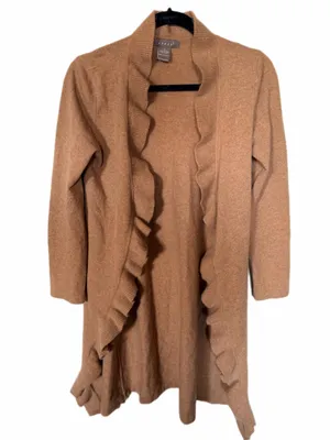 Kenar cashmere long brown ruffle duster cardigan size S thumbnail 1