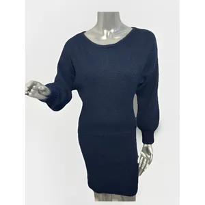 MESHKI Rafferty Navy Blue Knit Mini Sweater Dress XS NWT Boat Neck Puff Sleeve thumbnail 3