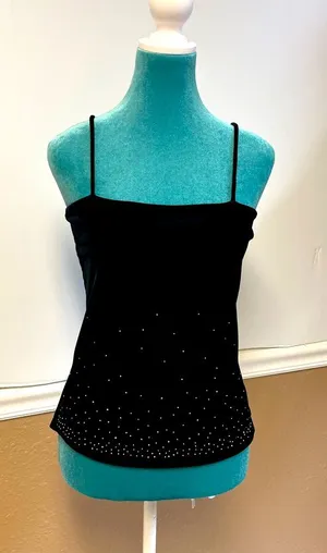 Y2K Black Velvet‎ Rhinestone Cami Top – Size S thumbnail 1
