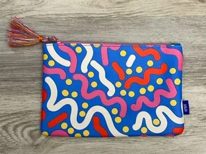 Multicolor Print Glam Bag with Tassel Approximately 5” X 7” thumbnail 1