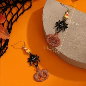 Halloween Decoration Pumpkin Dark‎ Spider Design Dangle Earrings Zinc Alloy Faux thumbnail 3