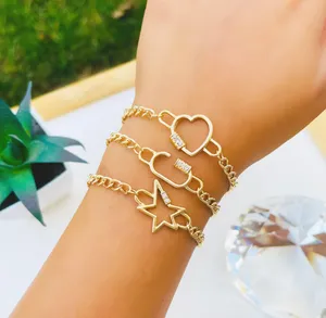 3 Pieces Gold Tone Heart Star Bracelet Set thumbnail 1