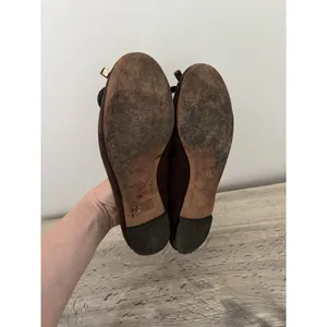 Escada Brown Suede Bow Ballets Flats Gold 37.5 Size 7.5 thumbnail 6