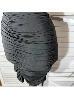 Vintage Y2K black mini dress ruched stretchy bodycon deep V homecoming clubbing thumbnail 8