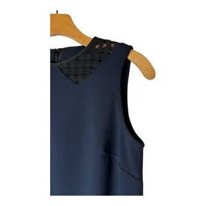 Anthropologie 4C Dress‎ Women 6 Navy Blue Black Lace Detail A Line Shift Mini thumbnail 6