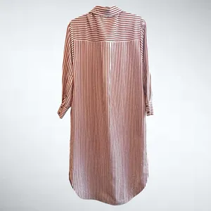 Entro Textured Stripe Button Down Shirt Dress in Rust Size S thumbnail 4