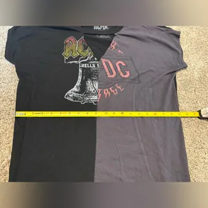 (AC/DC) Split Print Graphic Band V-Neck Mini Dress/Oversized Tee: Size Medium thumbnail 3